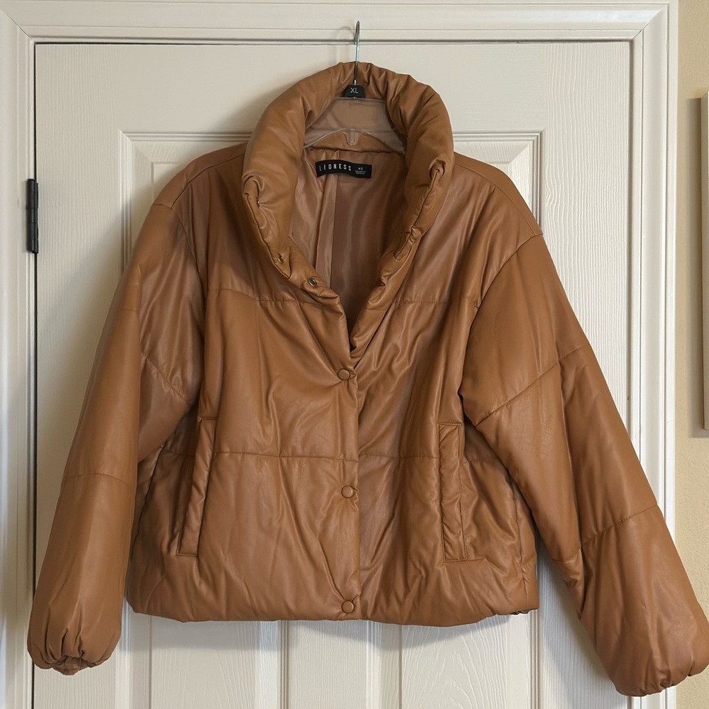 Lioness Faux Leather Puffer Jacket